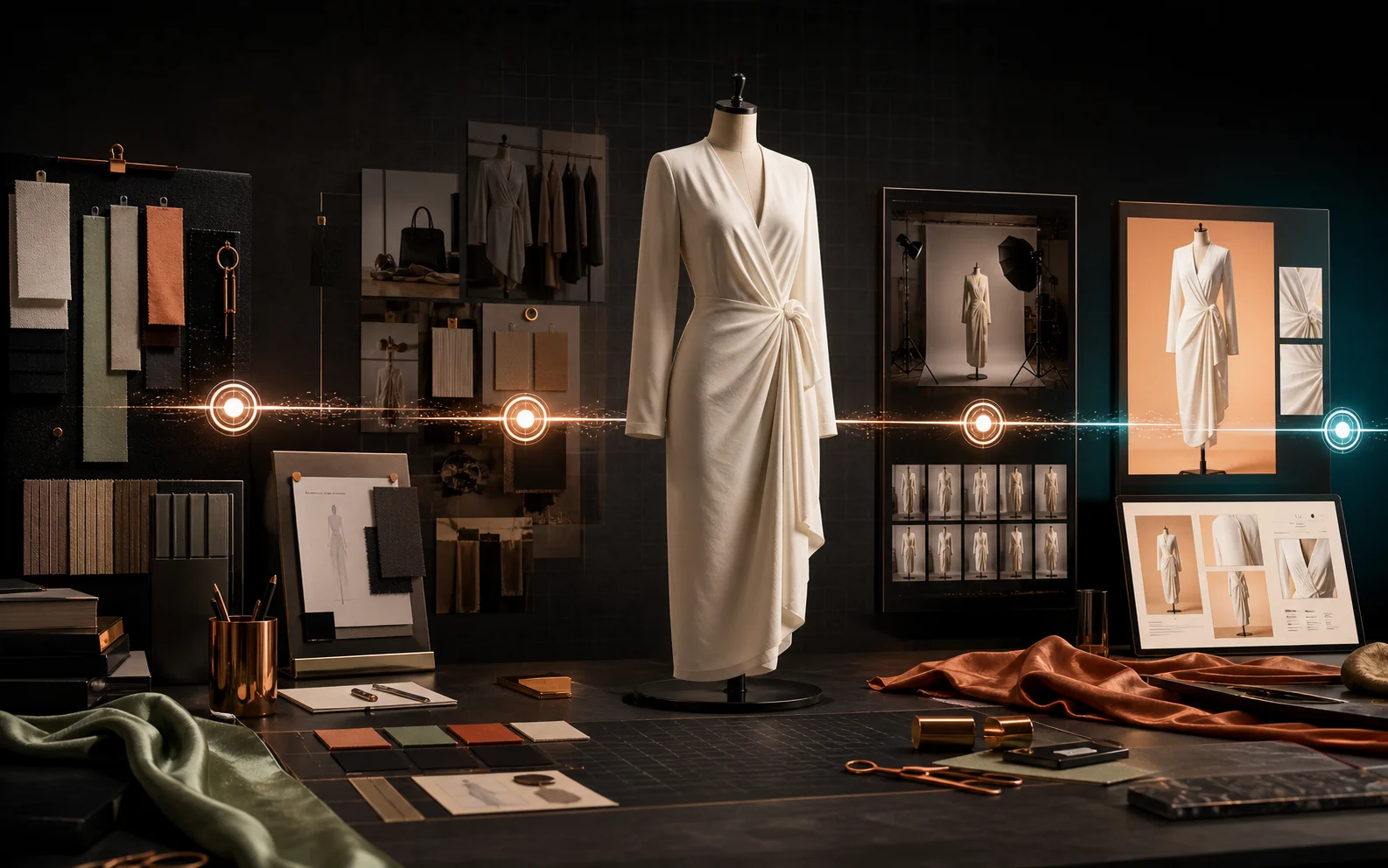 Fashion catalog assets moving through styling, shooting and marketing workflows